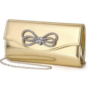 2980 Evening Handbag Shiny Crystal Bow Flap Clutch Purse Wedding Party Prom